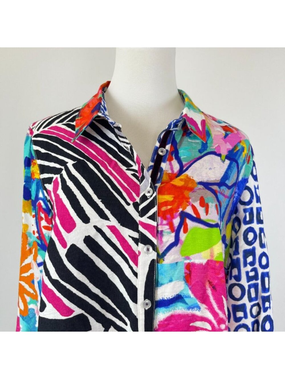 NWOT Coldwater Creek Multicolor Rayon Blend Long-Sleeved Blouse Shirt Size S - Picture 3 of 13